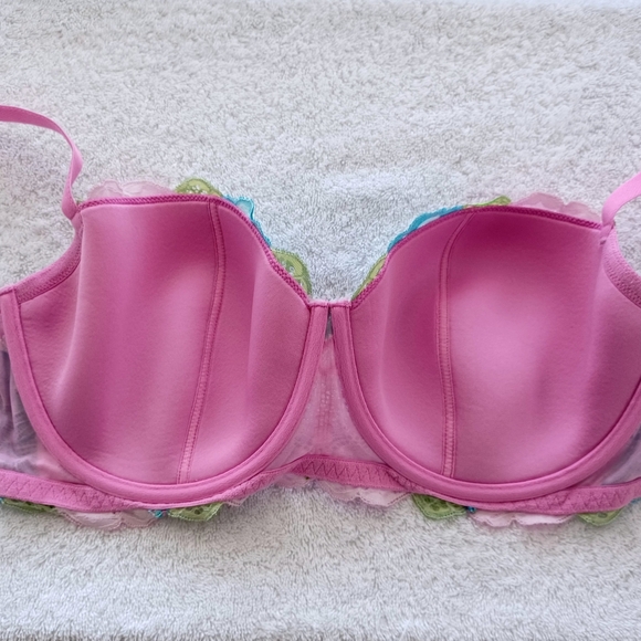Colorful Embroidered Lace Underwire Bra, Size 38DD - Picture 9 of 14